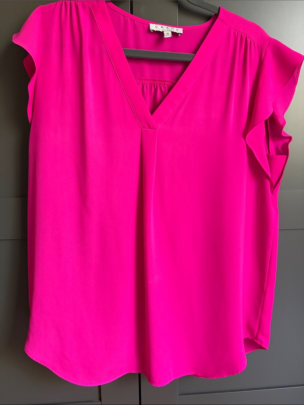 Chaus Hot Pink V-Neck Flutter Sleeve Camisole